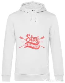 Hoodie barbat cu gluga Stay wild Alb