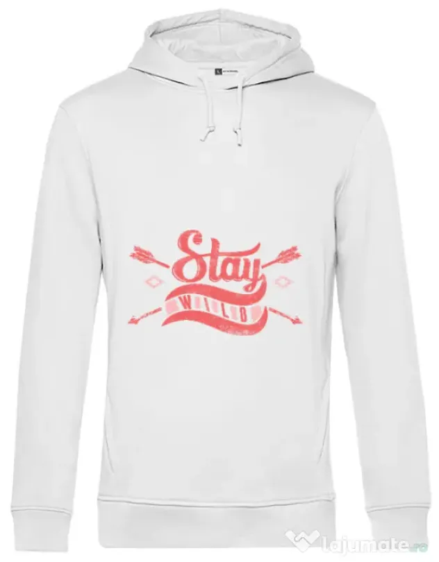 Hoodie barbat cu gluga Stay wild Alb
