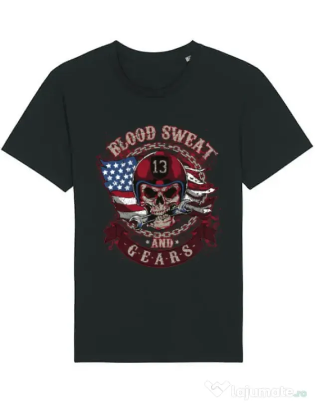 Tricou STANLEY STELLA barbat Blood sweat and gears Negru