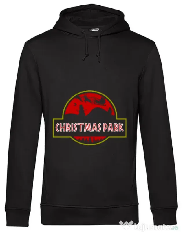 Hoodie barbat cu gluga Christmas park Negru