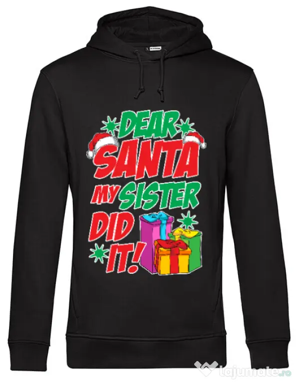 Hoodie barbat cu gluga My sister did it Negru