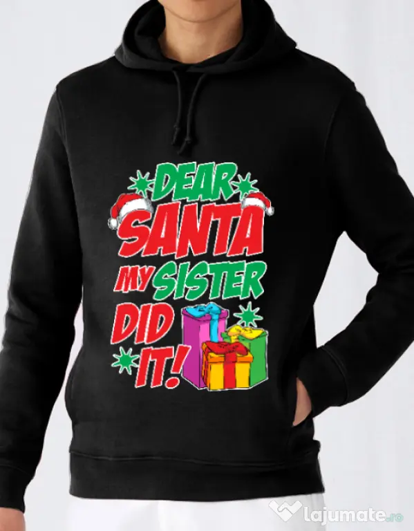 Hoodie barbat cu gluga My sister did it Negru