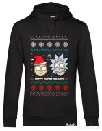 Hoodie barbat cu gluga Rick and Morty Christmas Negru
