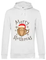 Hoodie barbat cu gluga Merry slothmas Alb