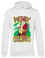 Hoodie barbat cu gluga Naughty Santa Alb