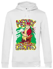 Hoodie barbat cu gluga Naughty Santa Alb