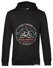 Hoodie barbat cu gluga Don't worry bike happy Negru