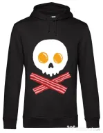 Hoodie barbat cu gluga Breakfast skull Negru