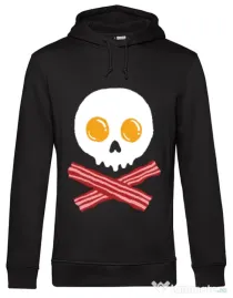 Hoodie barbat cu gluga Breakfast skull Negru
