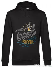 Hoodie barbat cu gluga Cool vibes typo Negru