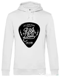 Hoodie barbat cu gluga Rock n loud Alb