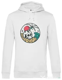Hoodie barbat cu gluga Skull and beach Alb