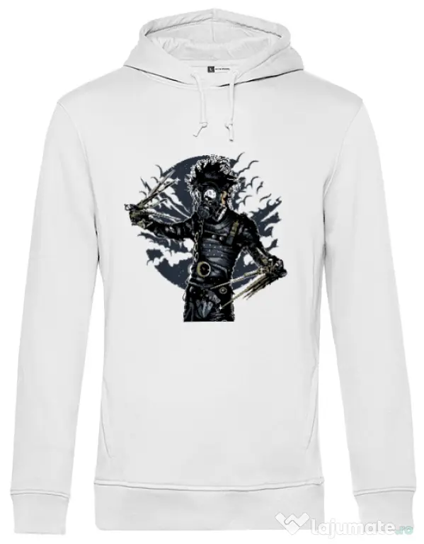 Hoodie barbat cu gluga Gas mask scissor Alb