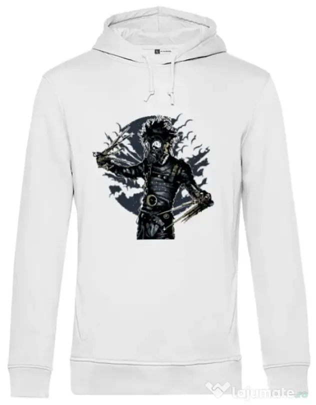 Hoodie barbat cu gluga Gas mask scissor Alb