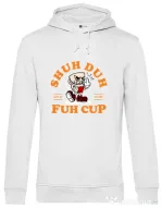 Hoodie barbat cu gluga Shut the fuh cup Alb