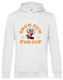 Hoodie barbat cu gluga Shut the fuh cup Alb