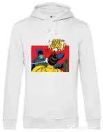 Hoodie barbat cu gluga Stay home Robin Alb