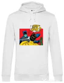 Hoodie barbat cu gluga Stay home Robin Alb
