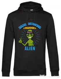 Hoodie barbat cu gluga Social distancing Negru