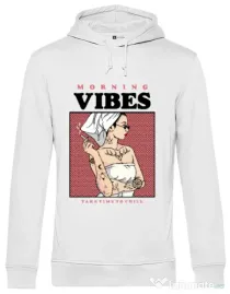 Hoodie barbat cu gluga Morning vibes Alb