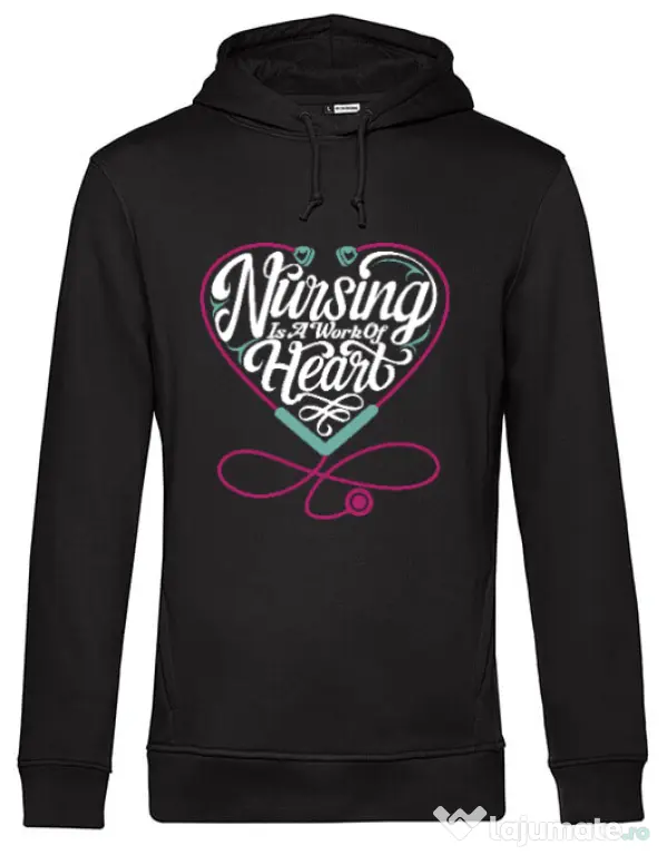 Hoodie barbat cu gluga Work of heart Negru