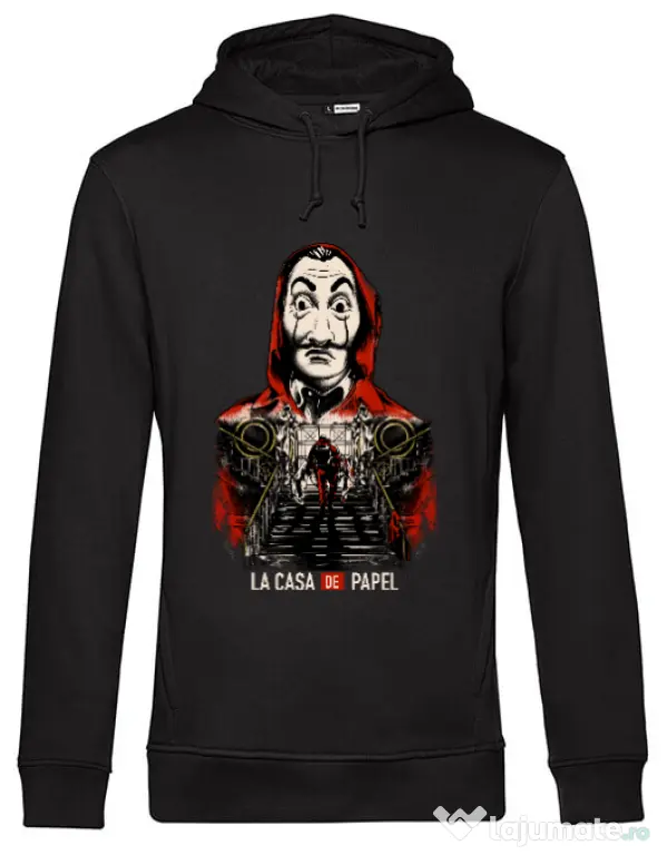 Hoodie barbat cu gluga La casa de papel Negru