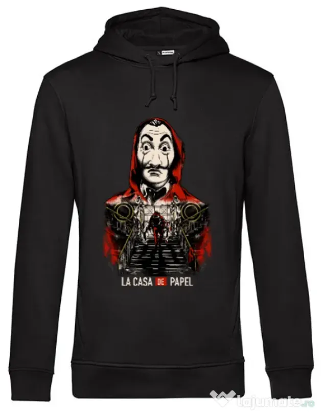Hoodie barbat cu gluga La casa de papel Negru