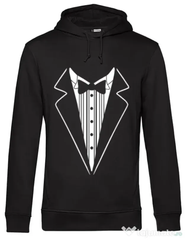 Hoodie Mire B&C Tuxedo Negru