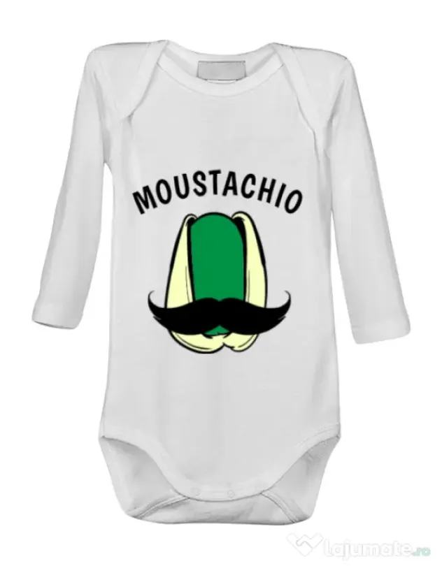 Baby body Moustachio Alb
