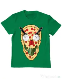 Tricou ADLER copil Pizza skull Verde mediu