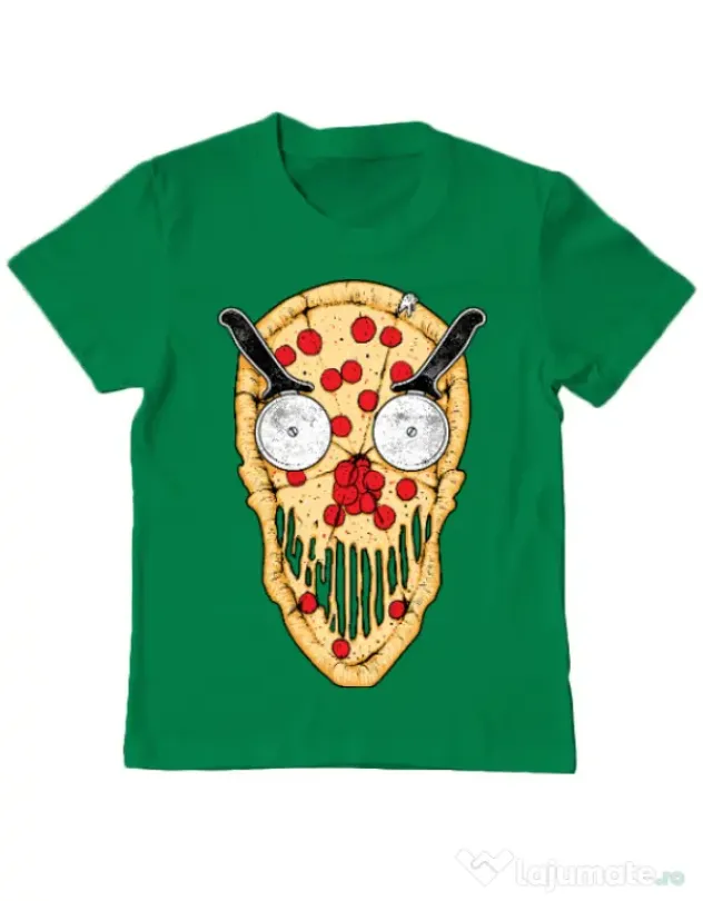 Tricou ADLER copil Pizza skull Verde mediu