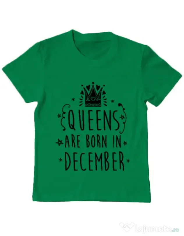 Tricou ADLER copil Queens are born in December Verde mediu