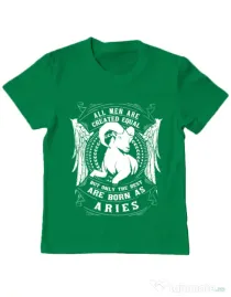 Tricou ADLER copil The best men are born as Aries Verde mediu