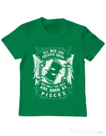 Tricou ADLER copil The best men are born as Pisces Verde mediu