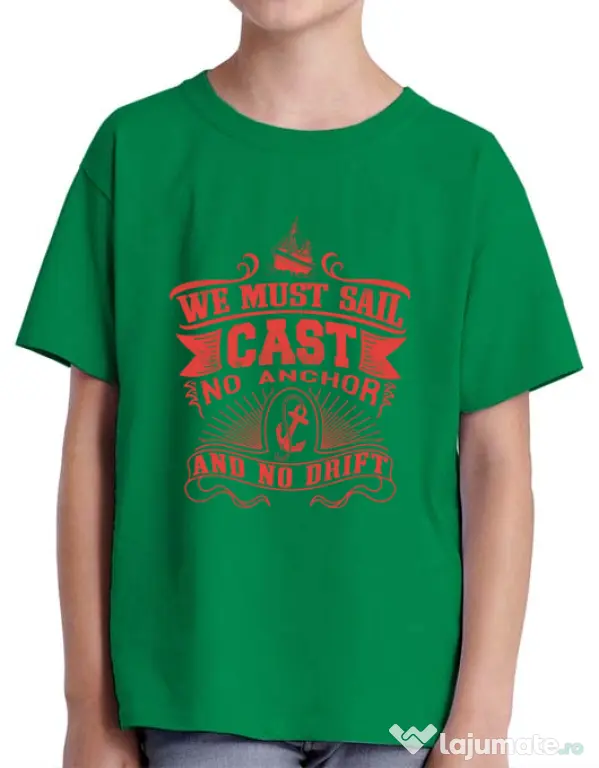 Tricou ADLER copil Cast no anchor Verde mediu
