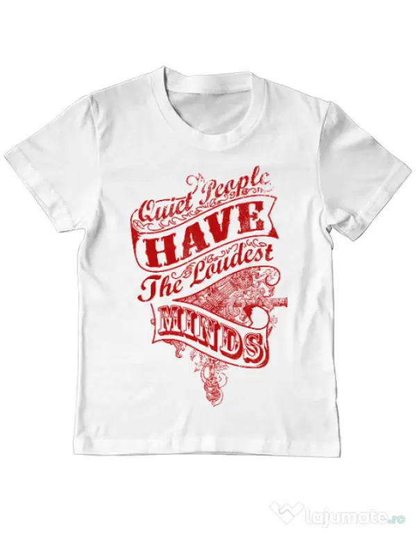 Tricou ADLER copil Quiet people loud minds Alb