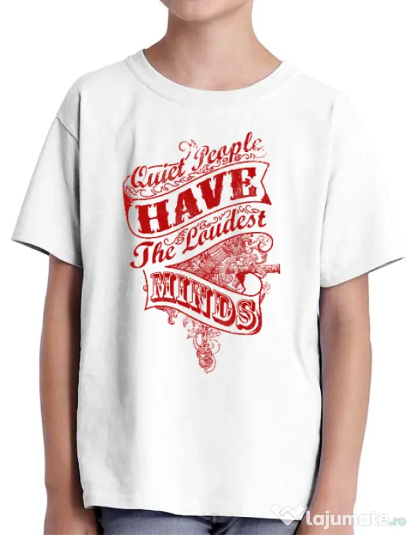 Tricou ADLER copil Quiet people loud minds Alb