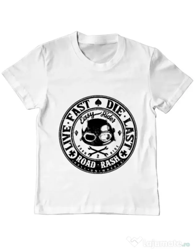 Tricou ADLER copil Road rash Alb