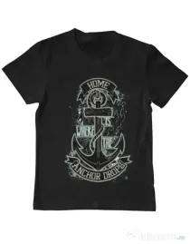 Tricou ADLER copil The anchor drops Negru