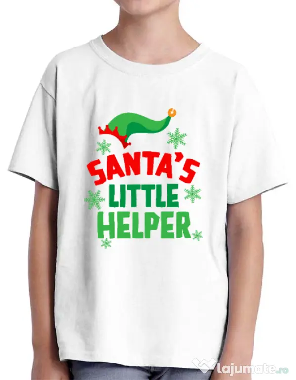 Tricou ADLER copil Santas little helper Alb