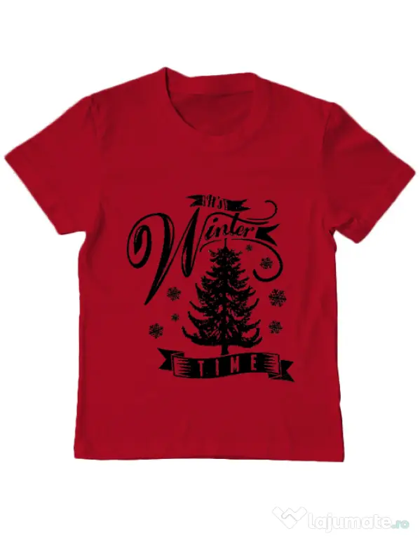 Tricou ADLER copil Winter time Rosu