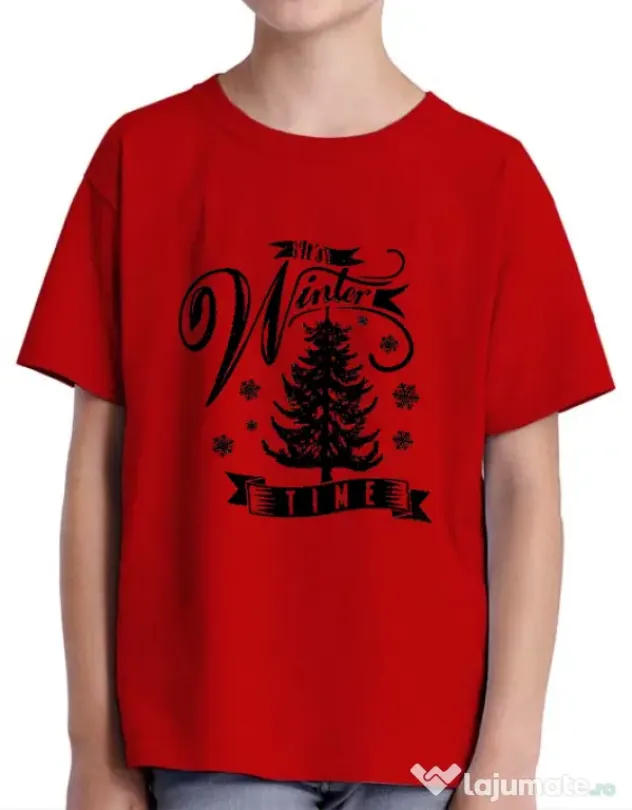 Tricou ADLER copil Winter time Rosu