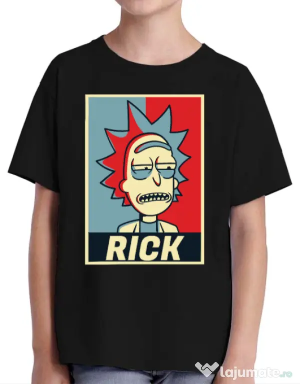 Tricou ADLER copil Rick Negru