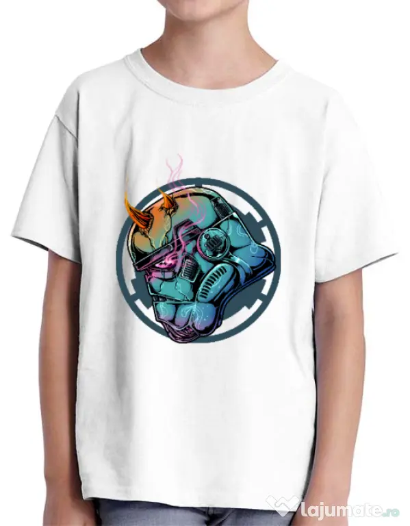 Tricou ADLER copil Helmet demons Alb