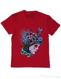 Tricou ADLER copil Lady and flowers Rosu