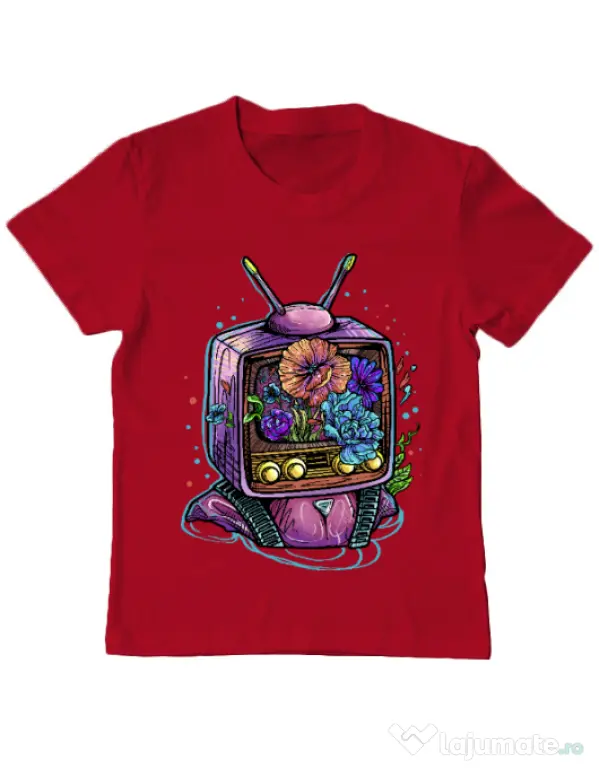 Tricou ADLER copil Flower television Rosu