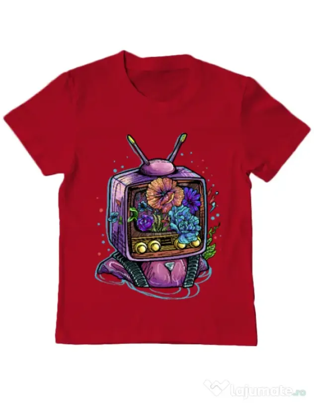 Tricou ADLER copil Flower television Rosu