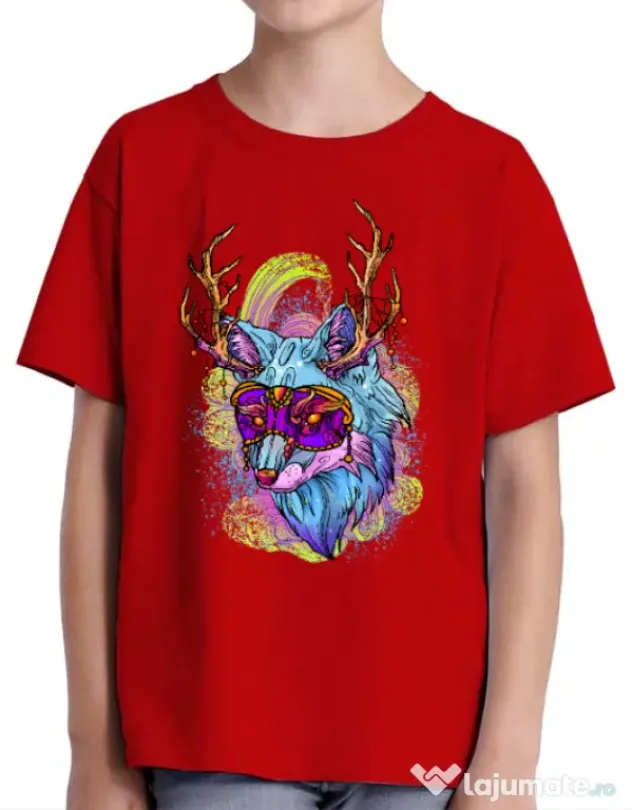 Tricou ADLER copil Wolf Rosu