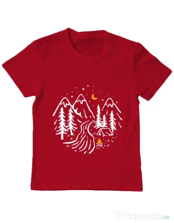 Tricou ADLER copil Night camping Rosu
