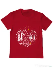 Tricou ADLER copil Night camping Rosu